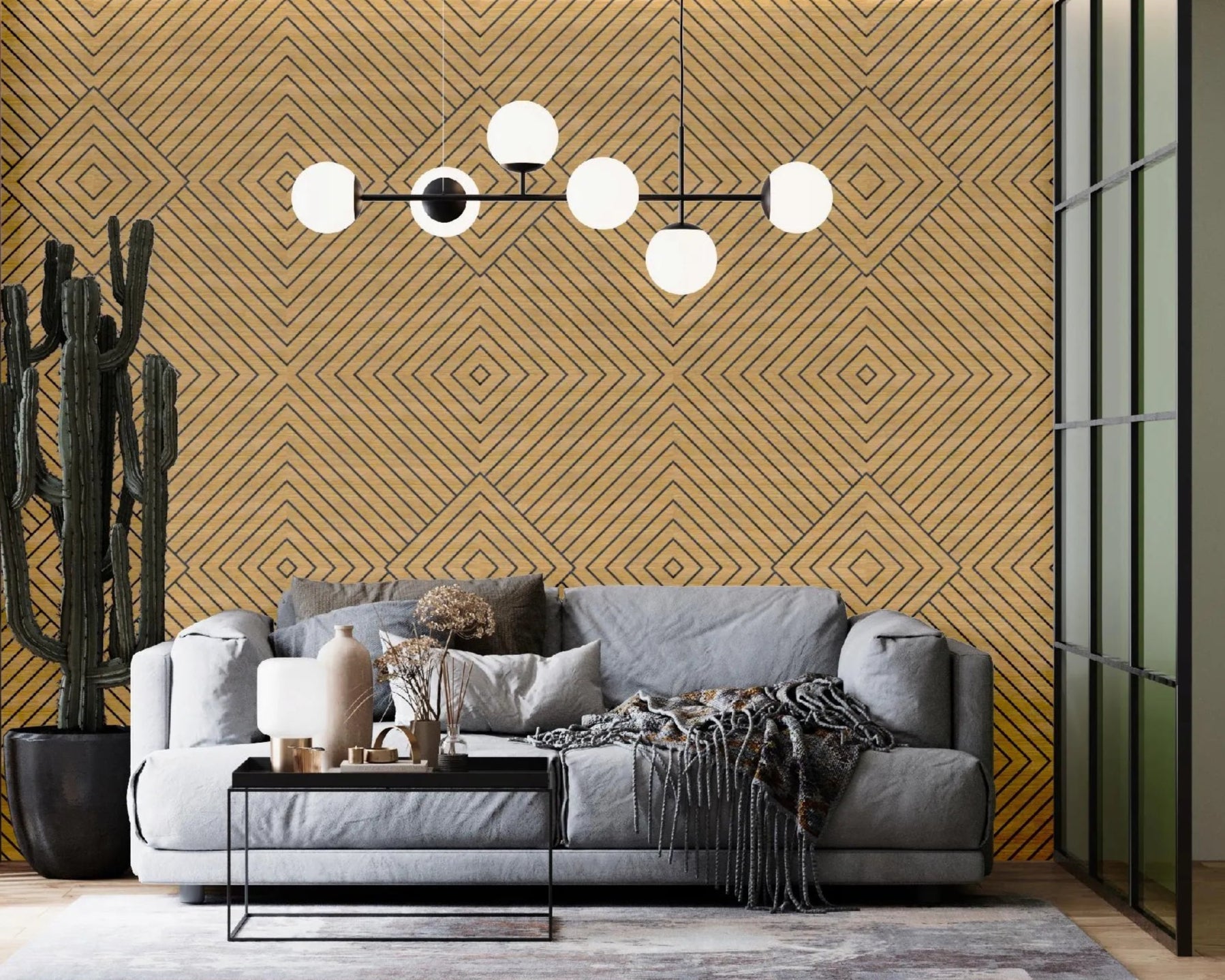 Felt Slatted Acoustic Wall Panels 2 in living room interior DecorMania UK